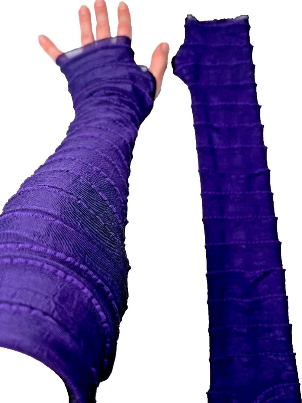 Ruffle Bandage Gloves Purple Arm Warmers Mummy Costume Sleeves Dance Costume New